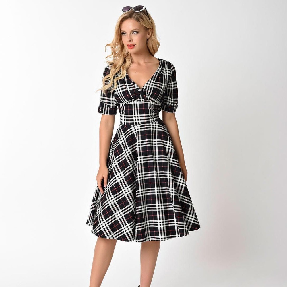 Plaid Unique Vintage Dolores swing Pinup dress
